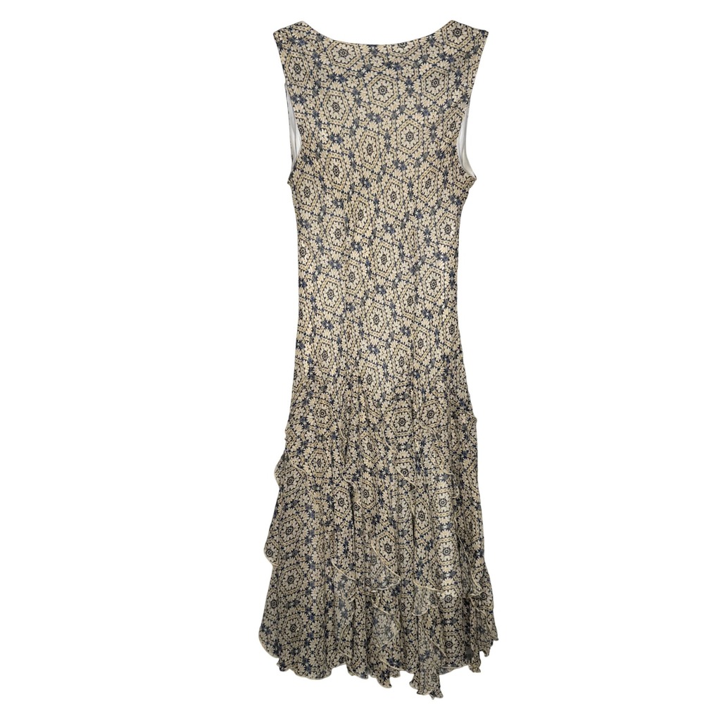 VTG Cottage Core Coquette Sz 8 Yellow Tiered Ruffle Hem Midi Dress Bridal Shower - Picture 7 of 9